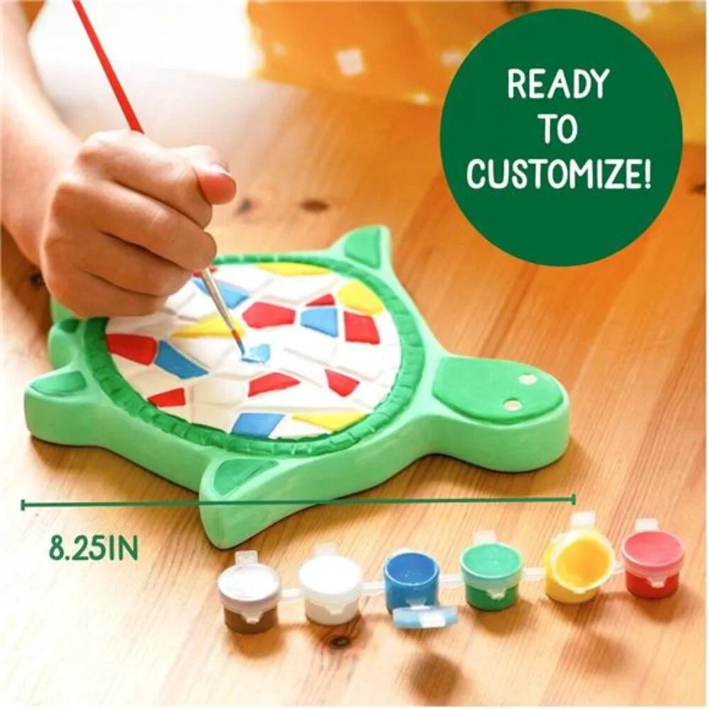 Creative Roots Mosaic Turtle DIY Stepping Stone Kit, Includes Ceramic Stone & 6‎